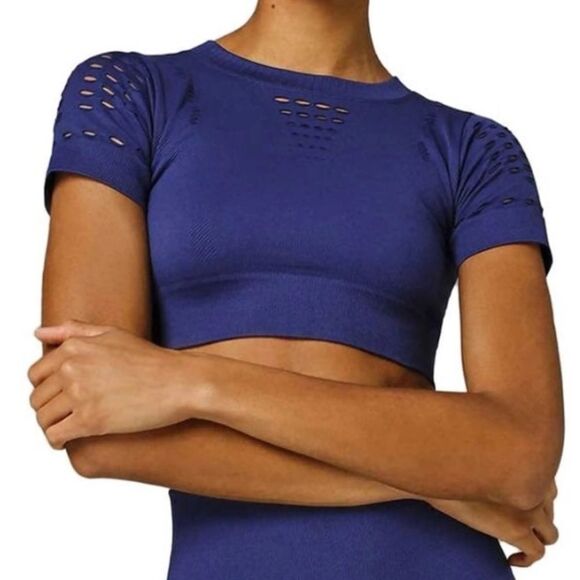 Ivy Park Blue Athletic Crop T Shirt Top Women’s Small/Medium - Picture 1 of 4